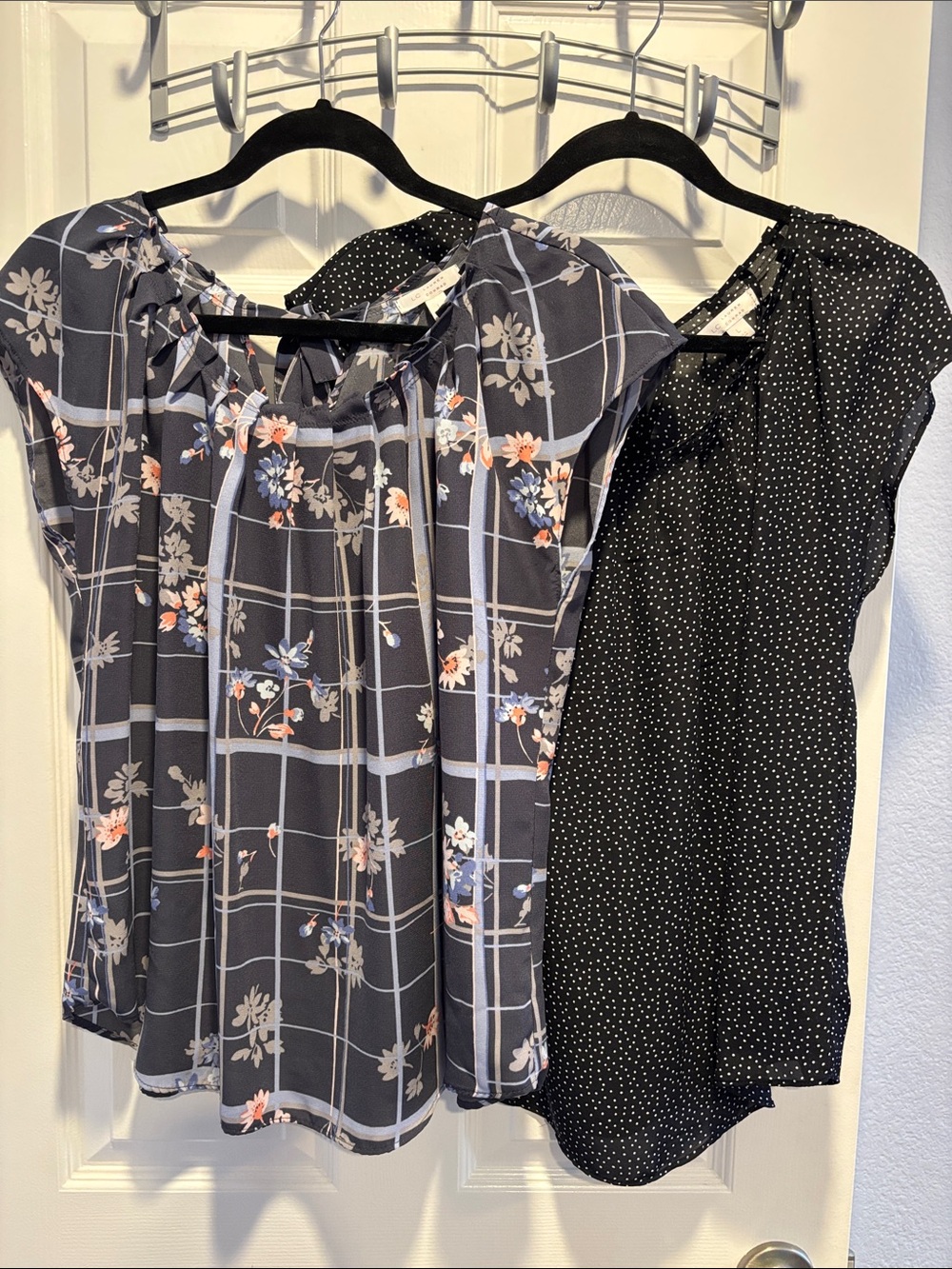 2 LC Lauren Conrad Flowy Tops Floral and Black Polka Dot Set